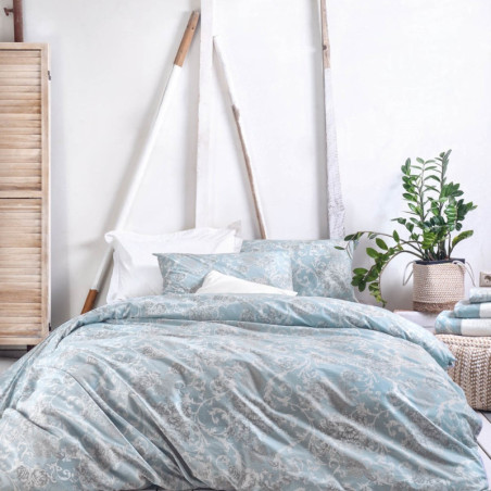 Σετ Παπλωματοθήκη Υπέρδιπλη 3 Τεμαχίων Rythmos Quin Μπλε 225x250