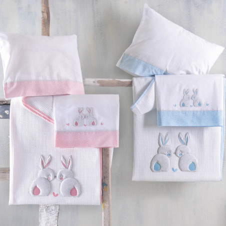 Κουβέρτα Πικέ Κούνιας Rythmos Rabbitty Ροζ 120x150