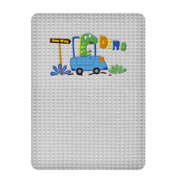 Κουβέρτα Πικέ Αγκαλιάς Adam Home Dino Grey 80x110