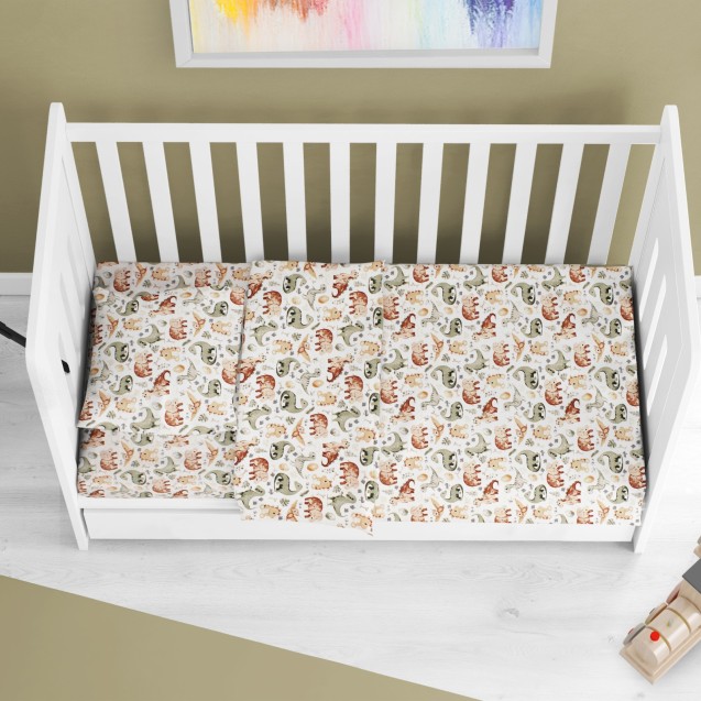 Σετ Σεντόνια Κούνιας 3 Τεμαχίων Dimcol Dinosaur...