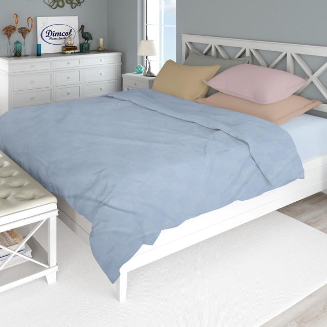 Κουβέρτα Πικέ Υπέρδιπλη Dimcol Μονόχρωμη Σιέλ...