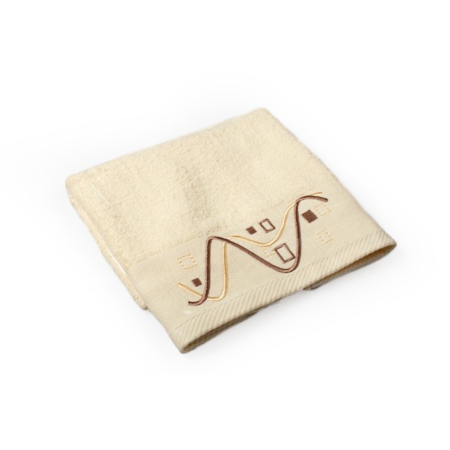 Πετσέτα Προσώπου Dimcol Γεωμετρικό Εκρού 50x90