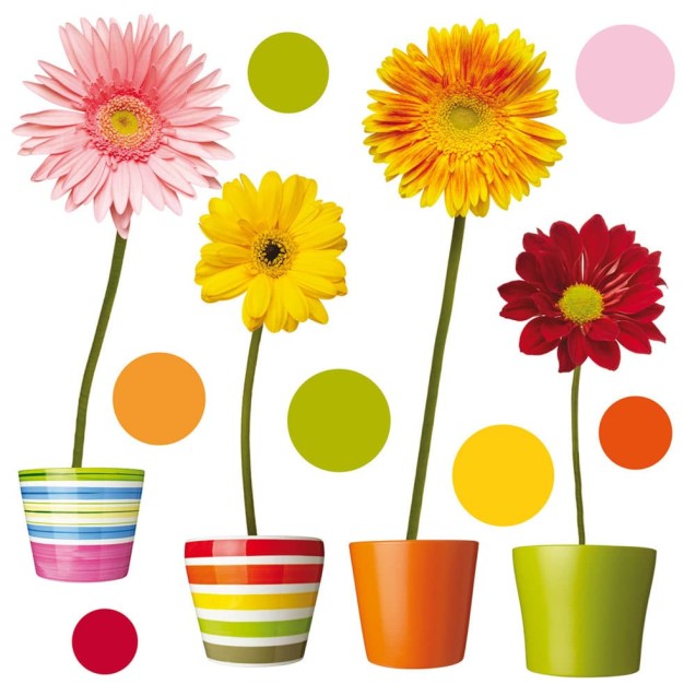 Αυτοκόλλητα Βινυλίου για Τζάμι Ango Gerberas 64003