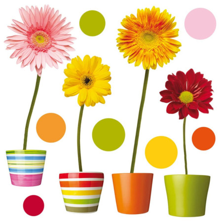 Αυτοκόλλητα Βινυλίου για Τζάμι Ango Gerberas 64003