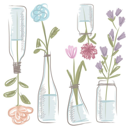 Αυτοκόλλητα Τοίχου Βινυλίου Ango Little Vases 54119