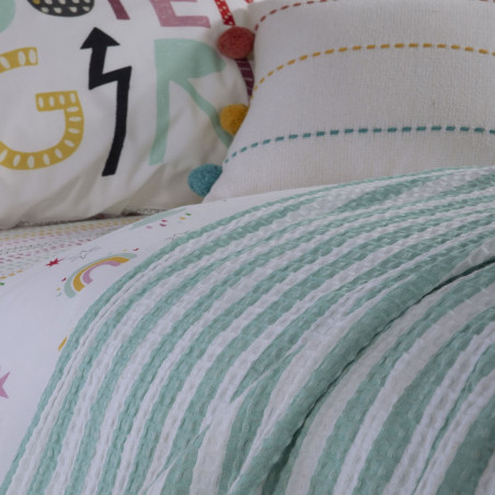 Παιδική Κουβέρτα Μονή Nef-Nef Happy Stripe Mint 160x240