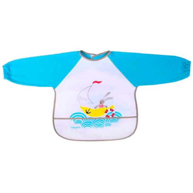 Σαλιάρα με Μακρύ Μανίκι Babyono Σιέλ/Γκρι BN837