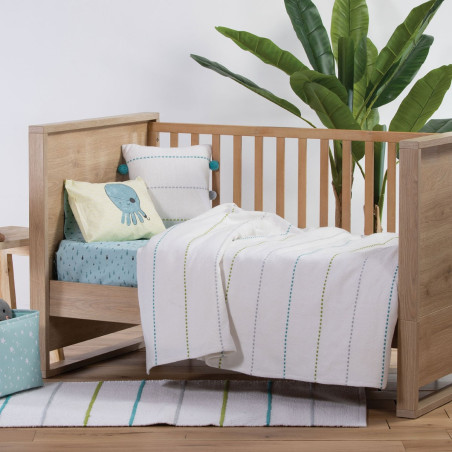 Κουβέρτα Κούνιας Nef-Nef Life Line Aqua/Lime 110x150