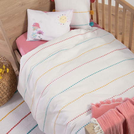 Κουβέρτα Κούνιας Nef-Nef Life Line Coral/Yellow 110x150