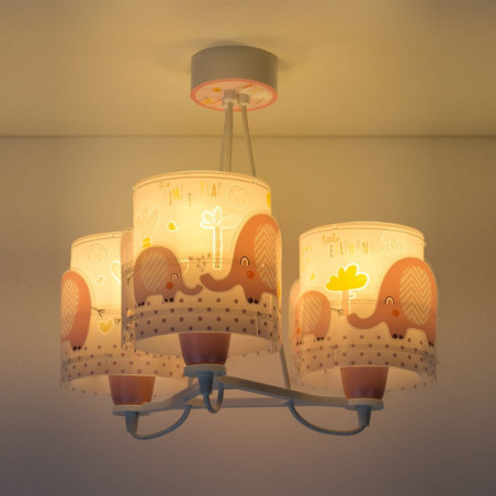 Παιδικό Φωτιστικό Οροφής Τρίφωτο Ango Little Elephant Pink 61337[S]