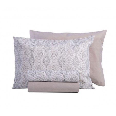 Σετ Σεντόνια Μονά με Λάστιχο 3 Τεμαχίων Nef-Nef Shreder Ecru 100x200+35