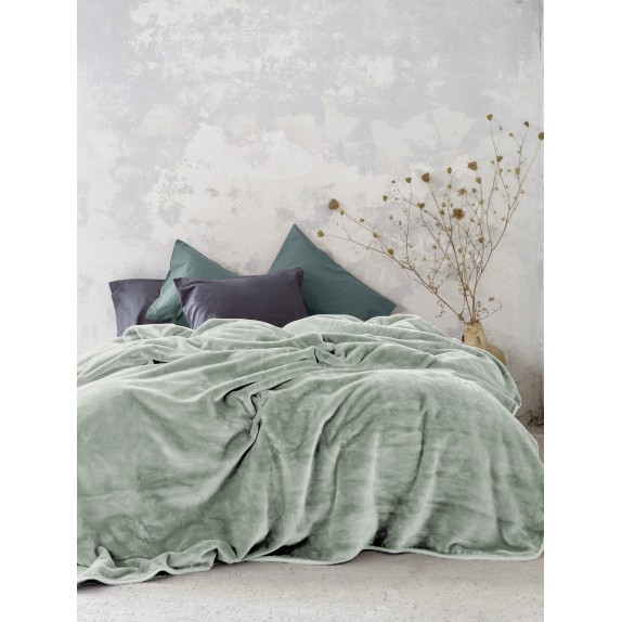 Κουβέρτα Βελουτέ King Size Nima Coperta Sage Green 240x260