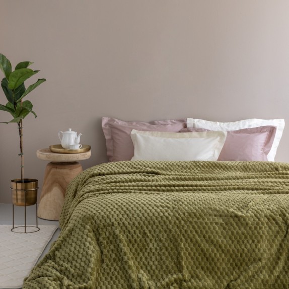 Κουβέρτα Fleece Μονή Palamaiki Aster Green 160x220