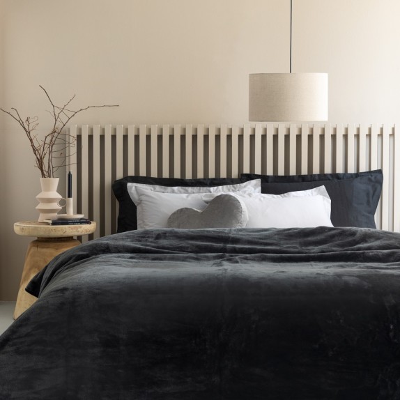 Κουβέρτα Fleece Μονή Palamaiki Fani Black 160x220