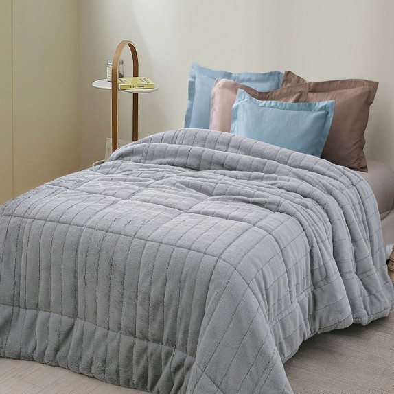 Κουβερτοπάπλωμα με Γούνα Υπέρδιπλο Palamaiki Etta Grey...