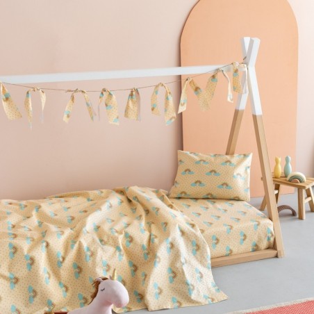 Σετ Παιδικά Σεντόνια Φανελένια Μονά με Λάστιχο 3 Τεμαχίων Palamaiki Floufi 102 110x200+32