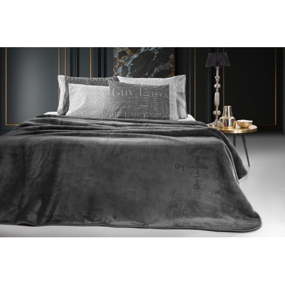 Κουβέρτα Βελουτέ Μονή Guy Laroche Logo Anthracite 160x220