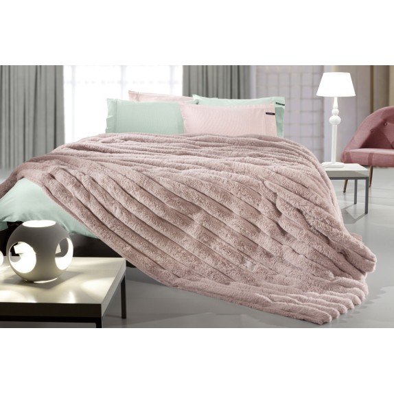 Κουβέρτα Γούνινη King Size Guy Laroche Old Pink 260x240