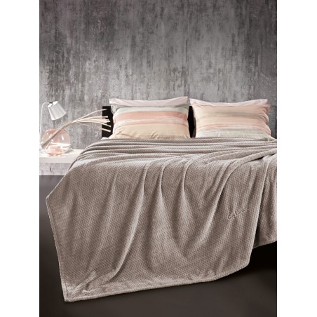 Σετ Κουβέρτα Fleece Υπέρδιπλη και Μαξιλαροθήκη Διακόσμησης Guy Laroche Rombus Wenge 220x240