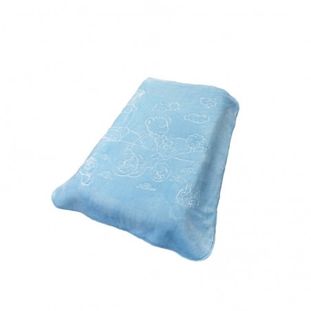 Κουβέρτα Βελουτέ Κούνιας Dimcol Bicycle Bear 16 Baby Blue 110x140