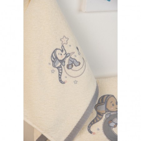 Σετ Βρεφικές Πετσέτες 2 Τεμαχίων Dimcol Dreaming Elephant 169 Εκρού 30x50 και 70x140