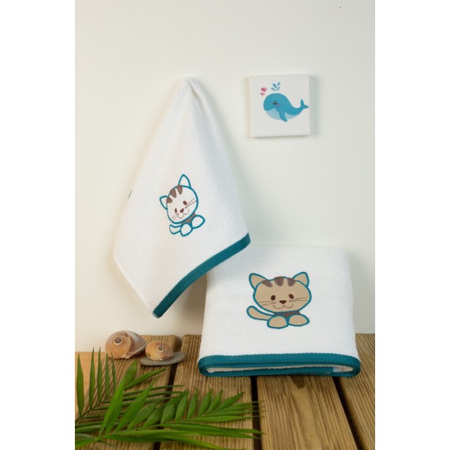 Σετ Βρεφικές Πετσέτες 2 Τεμαχίων Dimcol Kitty...