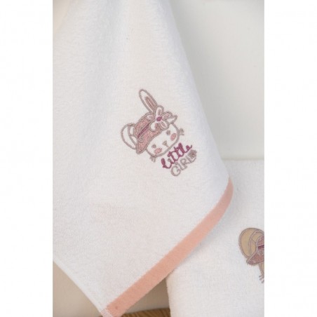 Σετ Βρεφικές Πετσέτες 2 Τεμαχίων Dimcol Rabbit Girl 147 Λευκό 30x50 και 70x140