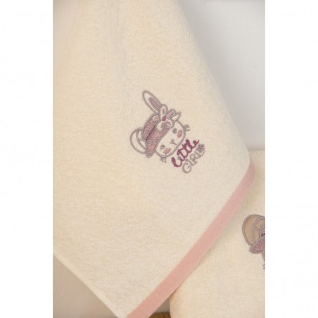 Σετ Βρεφικές Πετσέτες 2 Τεμαχίων Dimcol Rabbit Girl 148 Εκρού 30x50 και 70x140