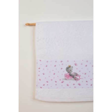 Σετ Βρεφικές Πετσέτες 2 Τεμαχίων Dimcol Ballerina 105 Λευκό 30x50 και 70x140