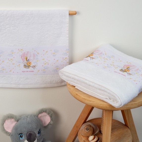 Σετ Βρεφικές Πετσέτες 2 Τεμαχίων Dimcol Balloon 66 Λευκό...