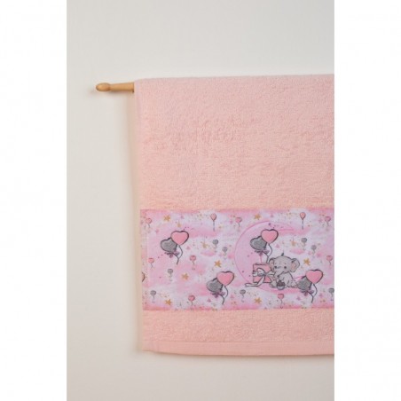 Σετ Βρεφικές Πετσέτες 2 Τεμαχίων Dimcol Elephant 27 Ροζ 30x50 και 70x140