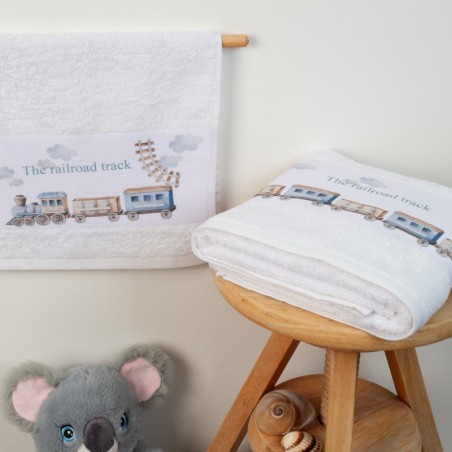 Σετ Βρεφικές Πετσέτες 2 Τεμαχίων Dimcol Railroad 94 Λευκό 30x50 και 70x140