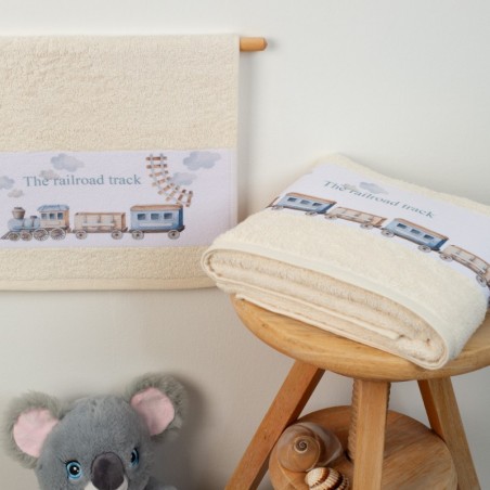Σετ Βρεφικές Πετσέτες 2 Τεμαχίων Dimcol Railroad 95 Εκρού 30x50 και 70x140