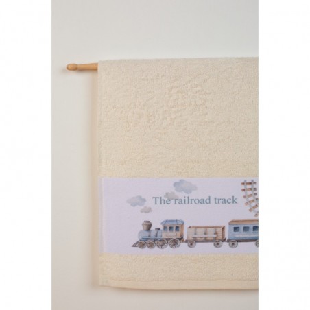 Σετ Βρεφικές Πετσέτες 2 Τεμαχίων Dimcol Railroad 95 Εκρού 30x50 και 70x140