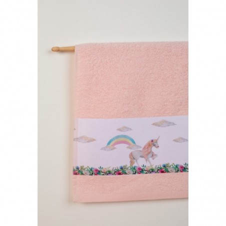 Σετ Βρεφικές Πετσέτες 2 Τεμαχίων Dimcol Rainbow Unicorn 77 Ροζ 30x50 και 70x140