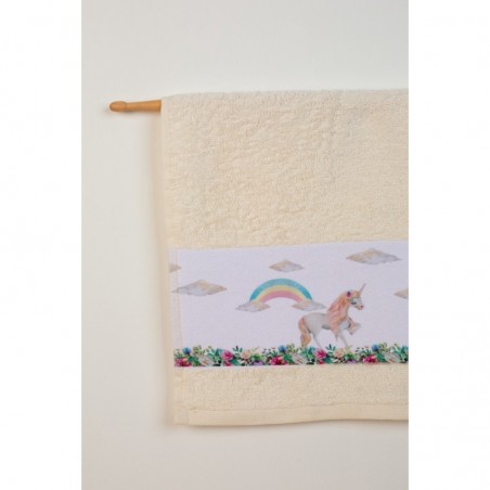 Σετ Βρεφικές Πετσέτες 2 Τεμαχίων Dimcol Rainbow Unicorn 79 Εκρού 30x50 και 70x140