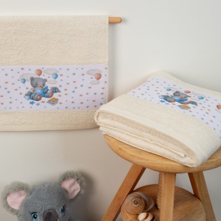 Σετ Βρεφικές Πετσέτες 2 Τεμαχίων Dimcol Studying Bear 39 Εκρού 30x50 και 70x140