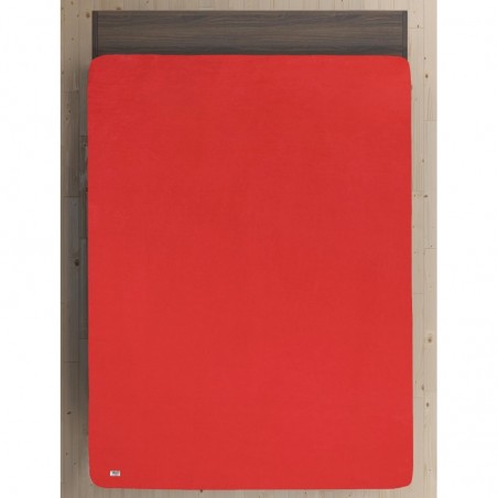 Σεντόνι Φανελένιο Μονό με Λάστιχο Madi Stark Red 100x200+30