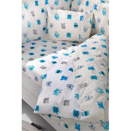 Σετ Σεντόνια Κούνιας 3 Τεμαχίων Saint Clair Monsters Blue 115x170