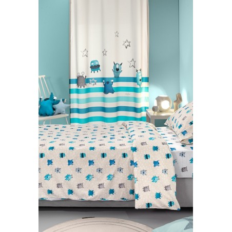 Σετ Παιδικά Σεντόνια Μονά 3 Τεμαχίων Saint Clair Monsters Blue 165x250