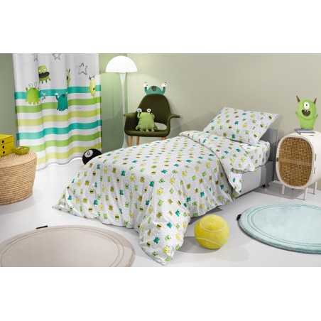 Σετ Παιδικά Σεντόνια Μονά 3 Τεμαχίων Saint Clair Monsters Lime 165x250
