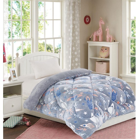 Κουβερτοπάπλωμα Μονό με Γούνα Dimcol φωσφορίζον Galaxy...