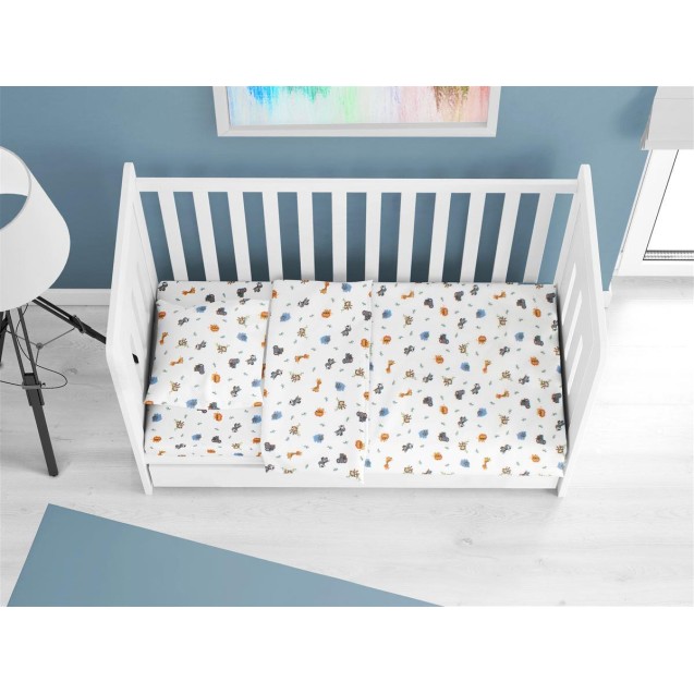 Σεντόνι Κούνιας Φανελένιο με Λάστιχο Dimcol Zoo...