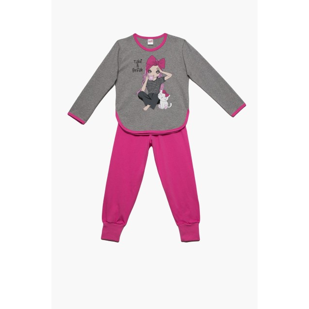 Πυτζάμα Παιδική Minerva Break Dream Γκρι-Φούξια...