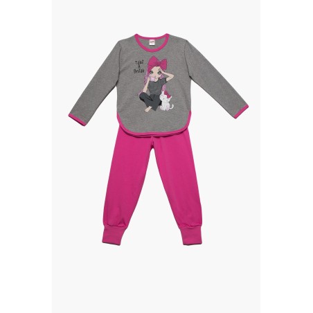 Πυτζάμα Παιδική Minerva Break Dream Γκρι-Φούξια 61894-023 Μέγεθος - No14