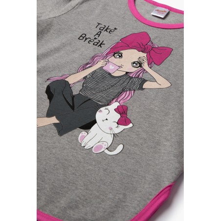 Πυτζάμα Παιδική Minerva Break Dream Γκρι-Φούξια 61894-023 Μέγεθος - No14