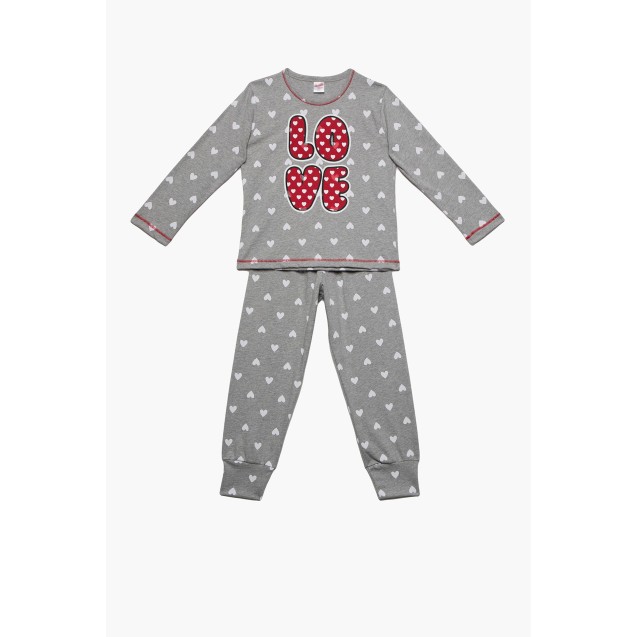 Πυτζάμα Παιδική Minerva Happy Love Γκρι...