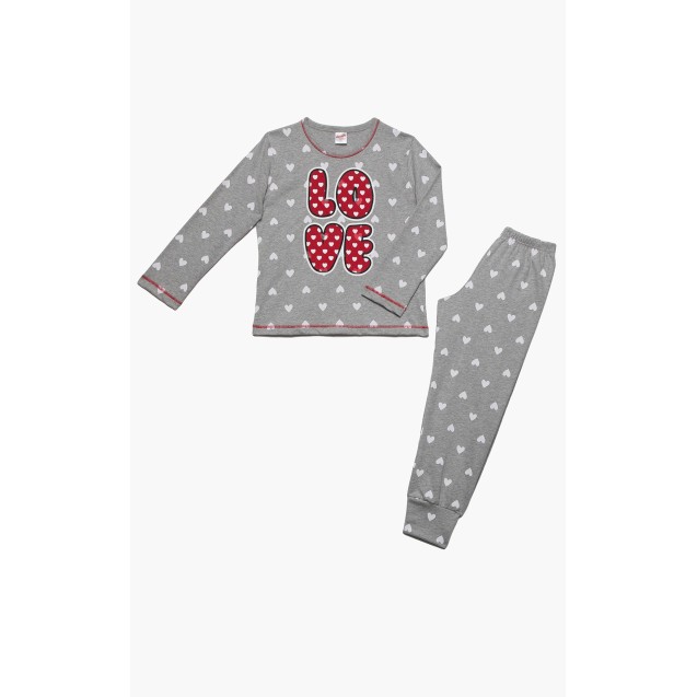 Πυτζάμα Παιδική Minerva Happy Love Γκρι...