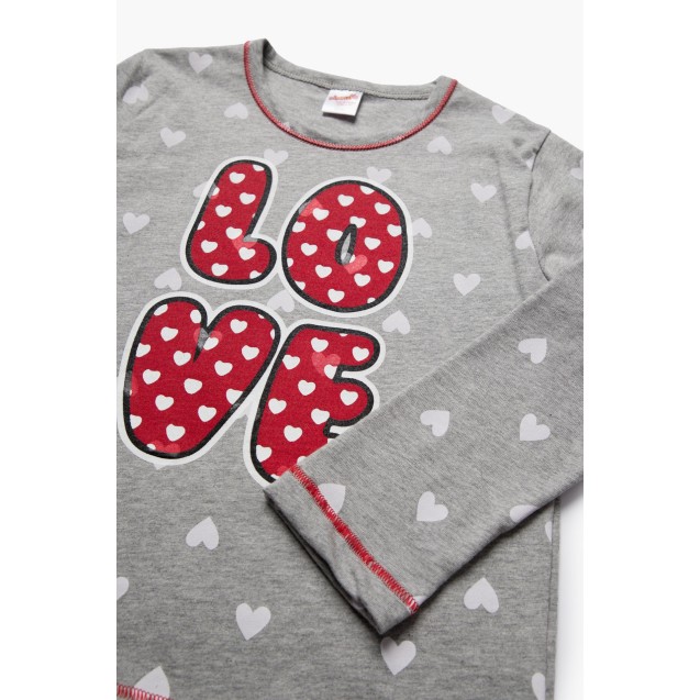 Πυτζάμα Παιδική Minerva Happy Love Γκρι...