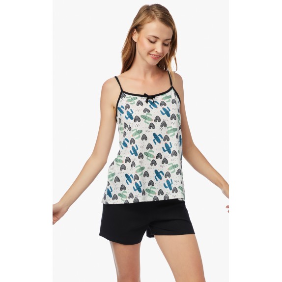 Πυτζάμα Γυναικεία Καλοκαιρινή Minerva Cactus Μέντα...